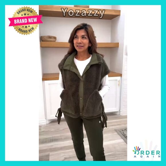 Oversized Sherpa Vest Women Sleeveless Fleece Fuzzy Jacket Zip Up Gilet - Picture 8 of 8